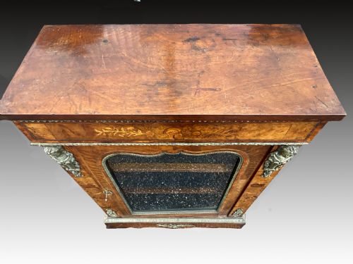 A VICTORIAN WALNUT INLAID GLAZED BOOKCASE - ADDITIONAL PHOTO 5