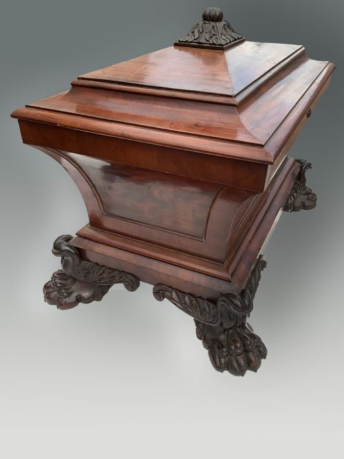 FOR SALE IS THIS LARGE SUPERB QUALITY GEORGIAN SARCOPHAGUS MAHOGANY WINE COOLER ENGLISH C1820 - ADDITIONAL PHOTO 4