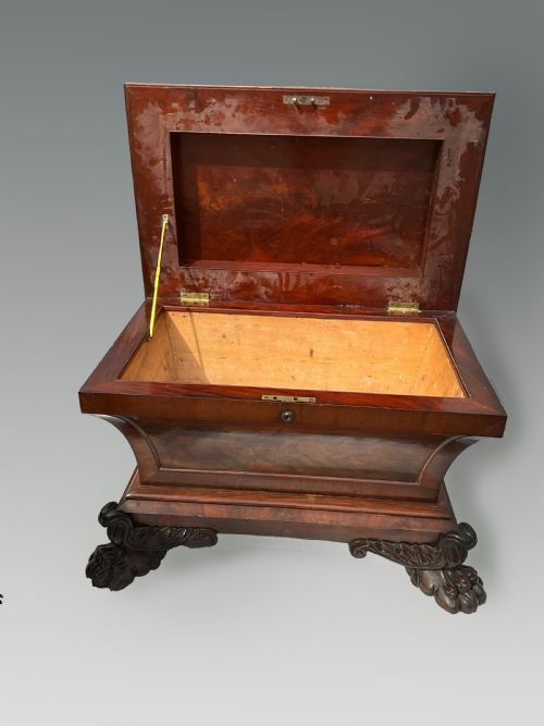 FOR SALE IS THIS LARGE SUPERB QUALITY GEORGIAN SARCOPHAGUS MAHOGANY WINE COOLER ENGLISH C1820 - ADDITIONAL PHOTO 5