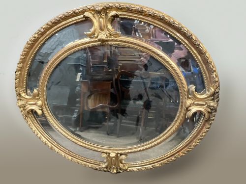 A Large 19th Century French Gilt Border Mirror