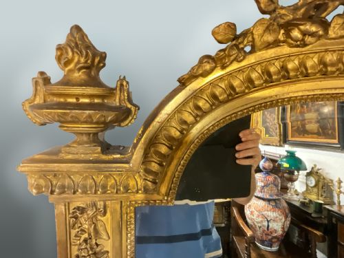 A LARGE ANTIQUE FRENCH DECORATIVE GILT MIRROR CIRCA 1870 - ADDITIONAL PHOTO 1
