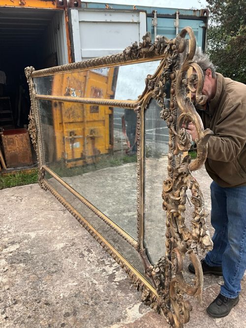 AN UNUSUALLY LARGE FRENCH BORDER MIRROR C1850 - ADDITIONAL PHOTO 2