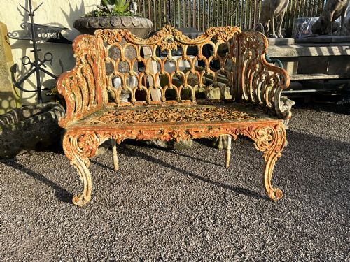 A Good Victorian Heavy Cast Iron Garden Bench.
