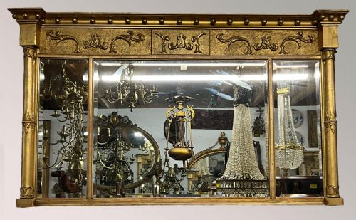 A SUPERB ENGLISH EARLY 19TH CENTURY GILT TRIPLE PLATE LANDSCAPE MIRROR - ADDITIONAL PHOTO 6