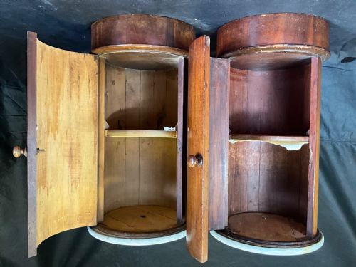 A CLOSELY MATCHED PAIR OF VICTORIAN CYLINDRICAL ENGLISH MAHOGANY BEDSIDE CABINETS C1860 - ADDITIONAL PHOTO 1