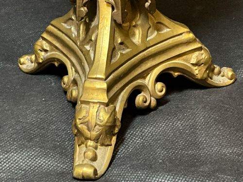 fig 1. A pair of brass Gothic style candlesticks.