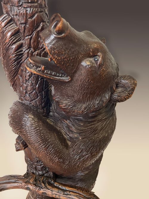 fig 1. A fine quality Black Forest bear carved wood Hall stand. Height 198cm