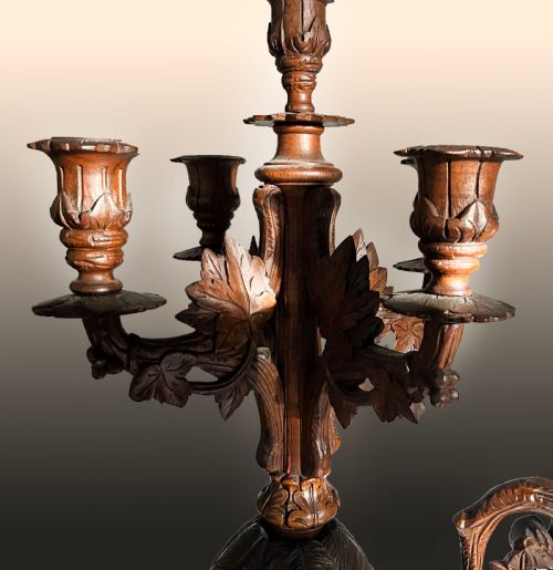 BLACK FORREST CARVED GARNITURE CIRCA 1880 - ADDITIONAL PHOTO 3