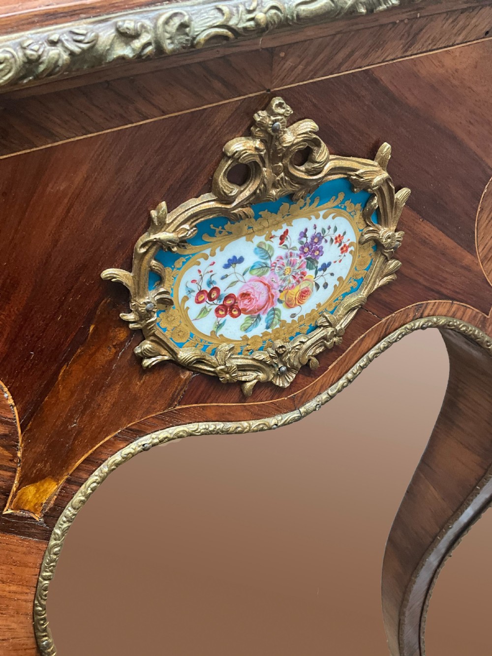 A French circa 1870 porcelain mounted jardiniere. View III