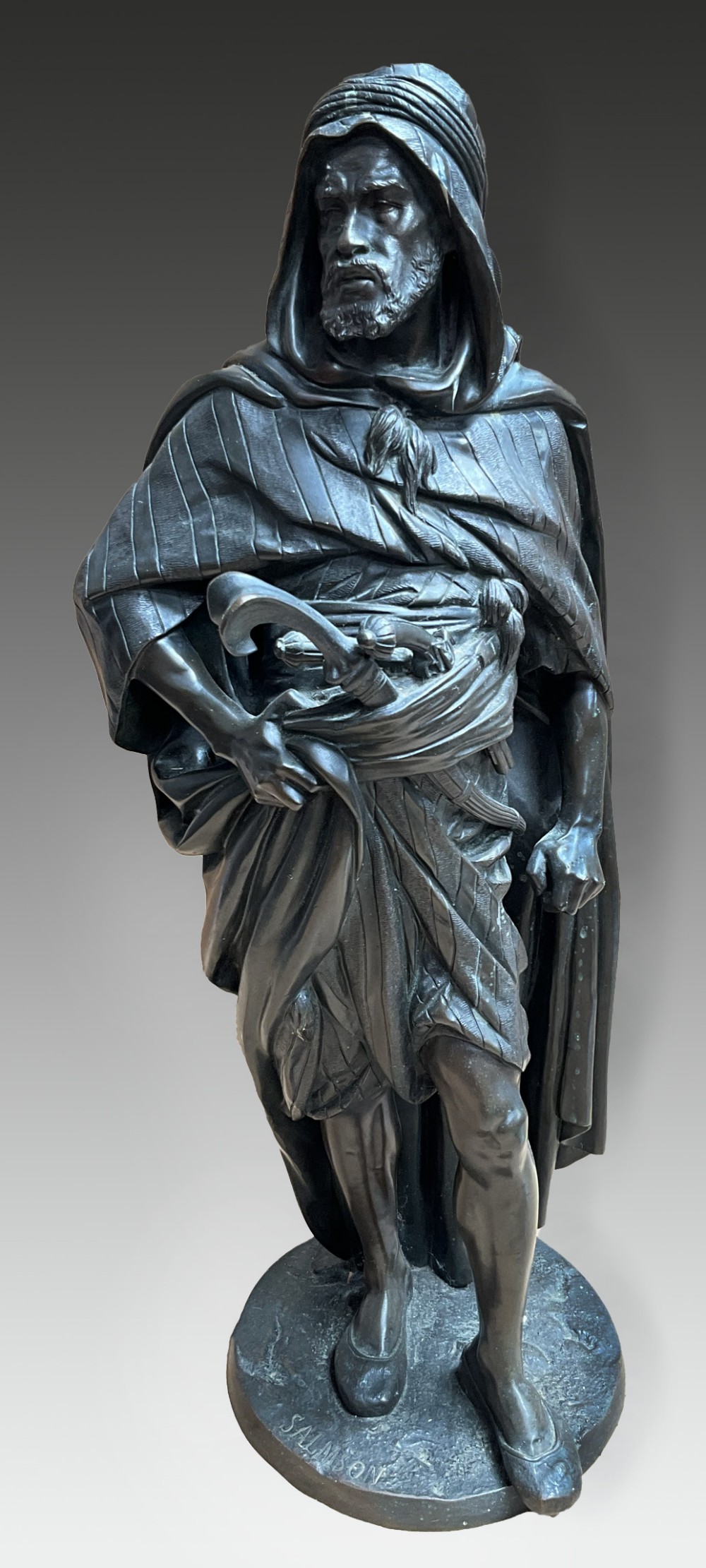 John Jules Salmson (French 1823-1902) Bronze model of an Arab warrior.