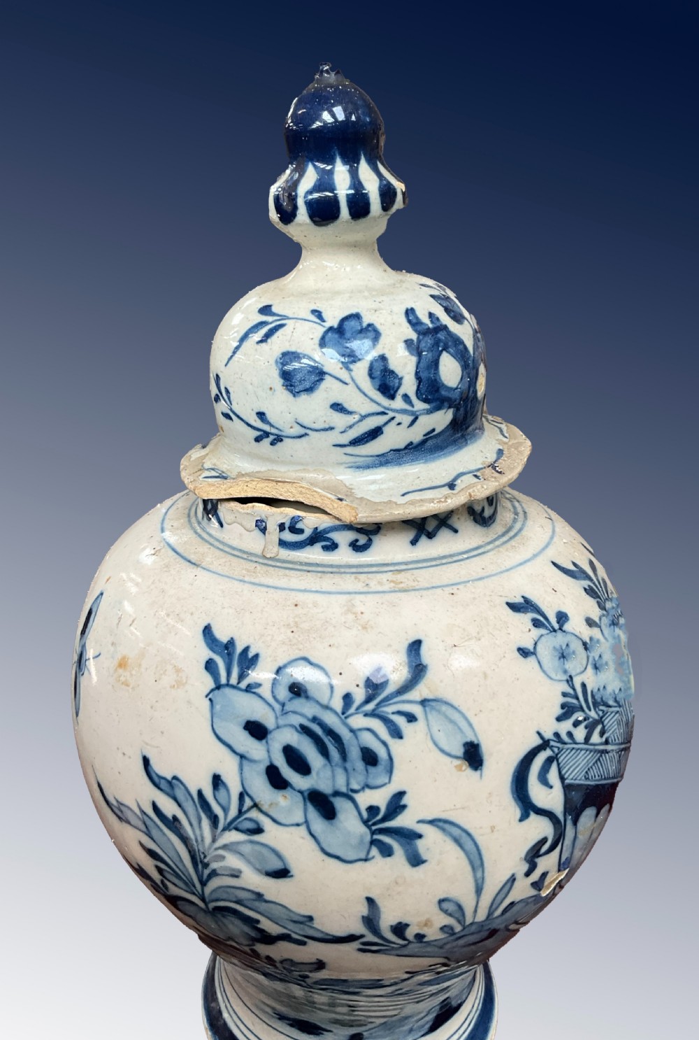 A late 17th century Dutch Delft mantle jar.