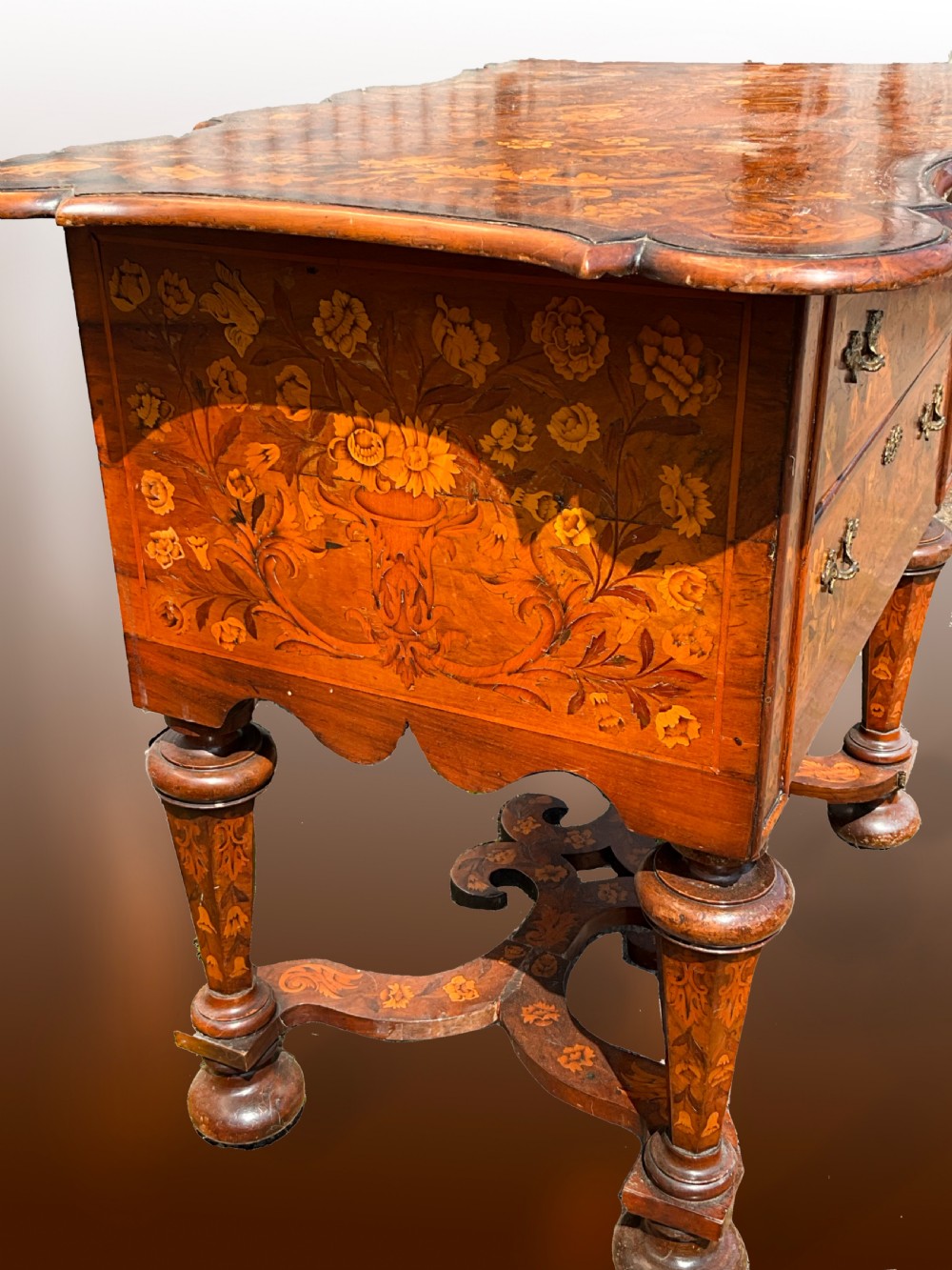 A Dutch Marquetry and Walnut Two Drawer Side Table. c.1820 View II