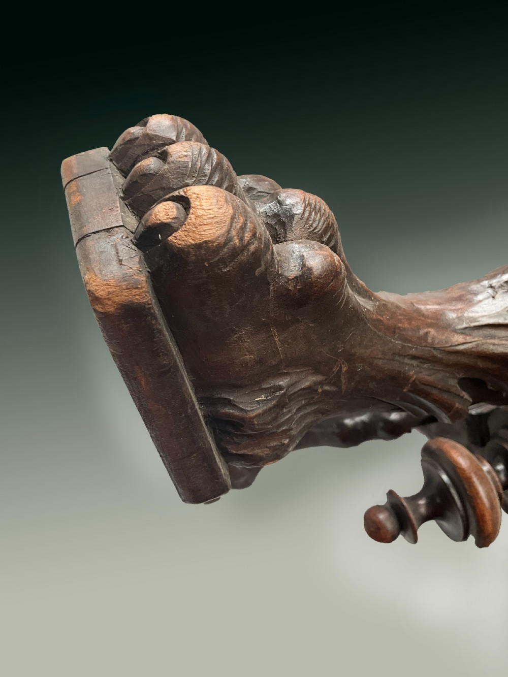 A19th Century Italian antique carved oak urn stand View III