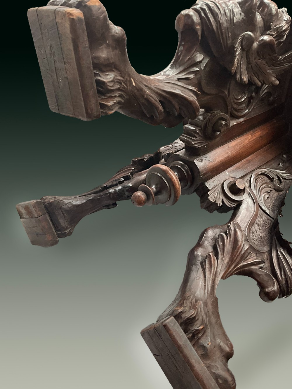 A19th Century Italian antique carved oak urn stand View IV