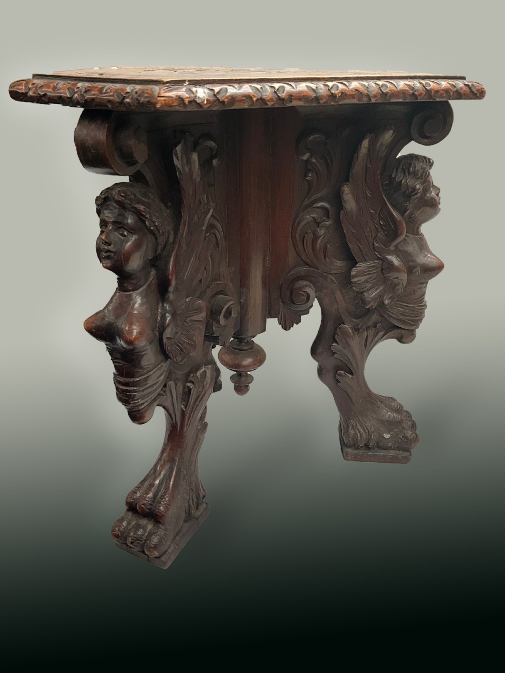 A19th Century Italian antique carved oak urn stand View V