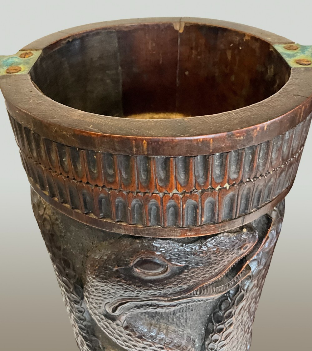 A Pair of Large 19th Century Hand Carved Bamboo Brush Pots. View VI
