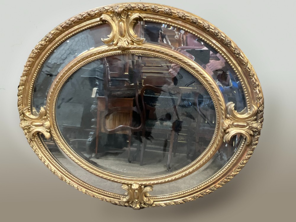 A Large 19th Century French Gilt Border Mirror