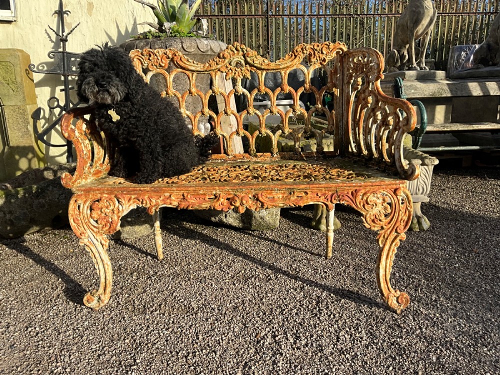 A Good Victorian heavy cast iron garden bench. View VII