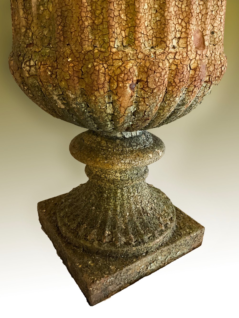 An extremely attractive pair of heavy cast iron garden urns. View IV