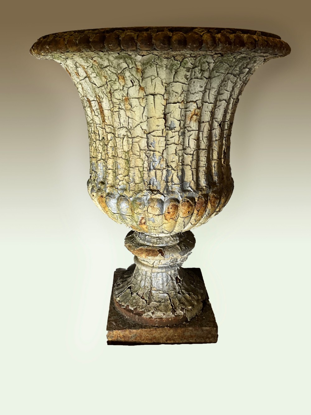 An extremely attractive pair of heavy cast iron garden urns. View IX