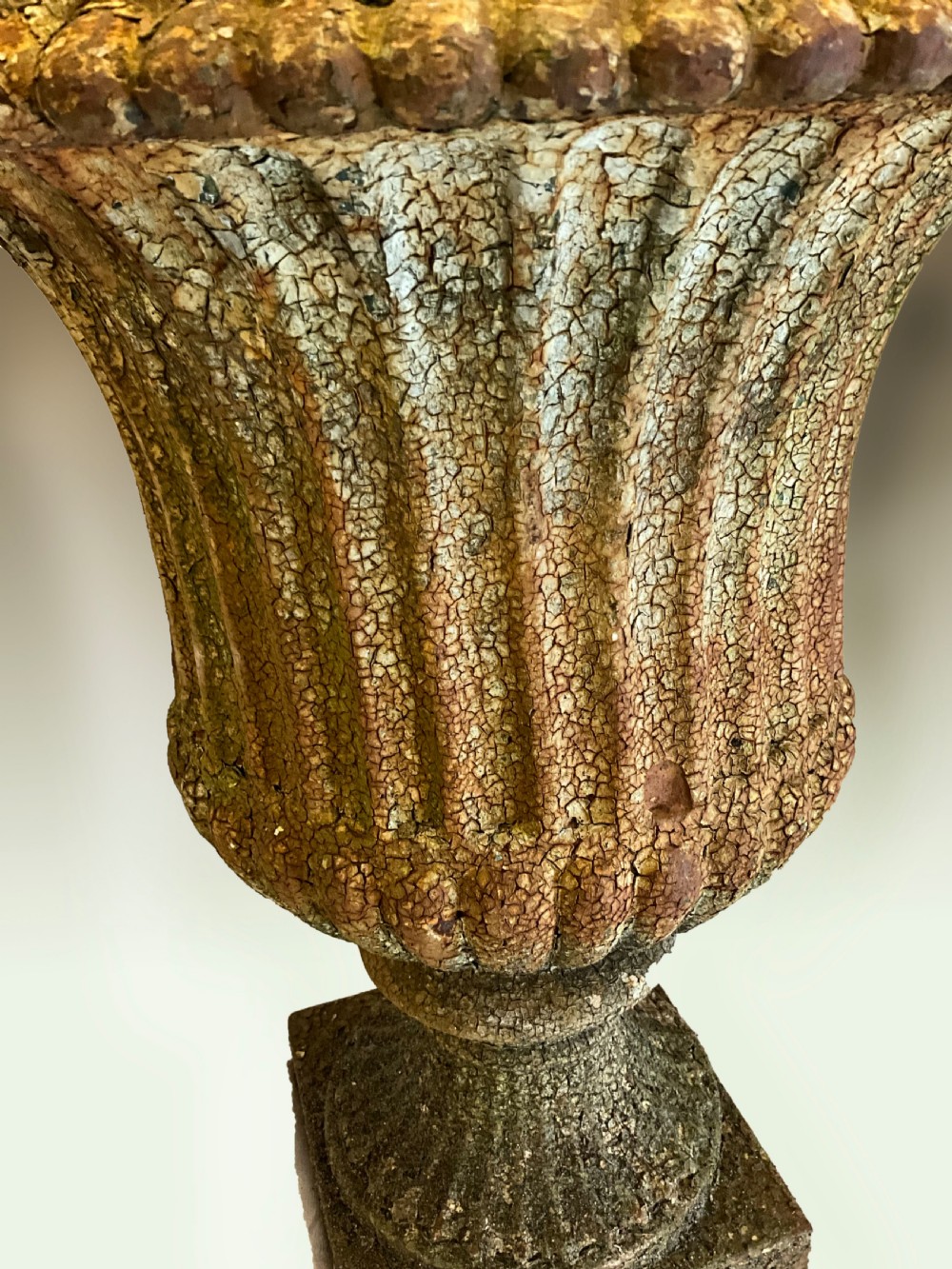 An extremely attractive pair of heavy cast iron garden urns. View XI