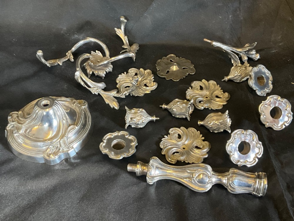 A High Quality Pair of Silver Plated Four Flame Candelabra's. Marked HV.  View XIII