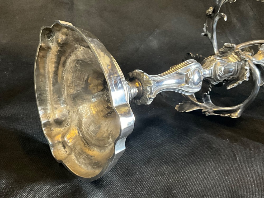 A High Quality Pair of Silver Plated Four Flame Candelabra's. Marked HV.  View XIV