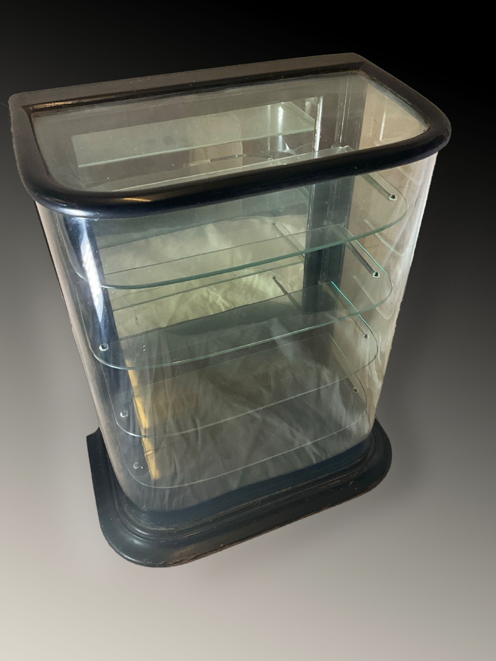 An Authentic and Functional, Late 19th Century Bow Fronted Glazed Table Top Display Cabinet.
