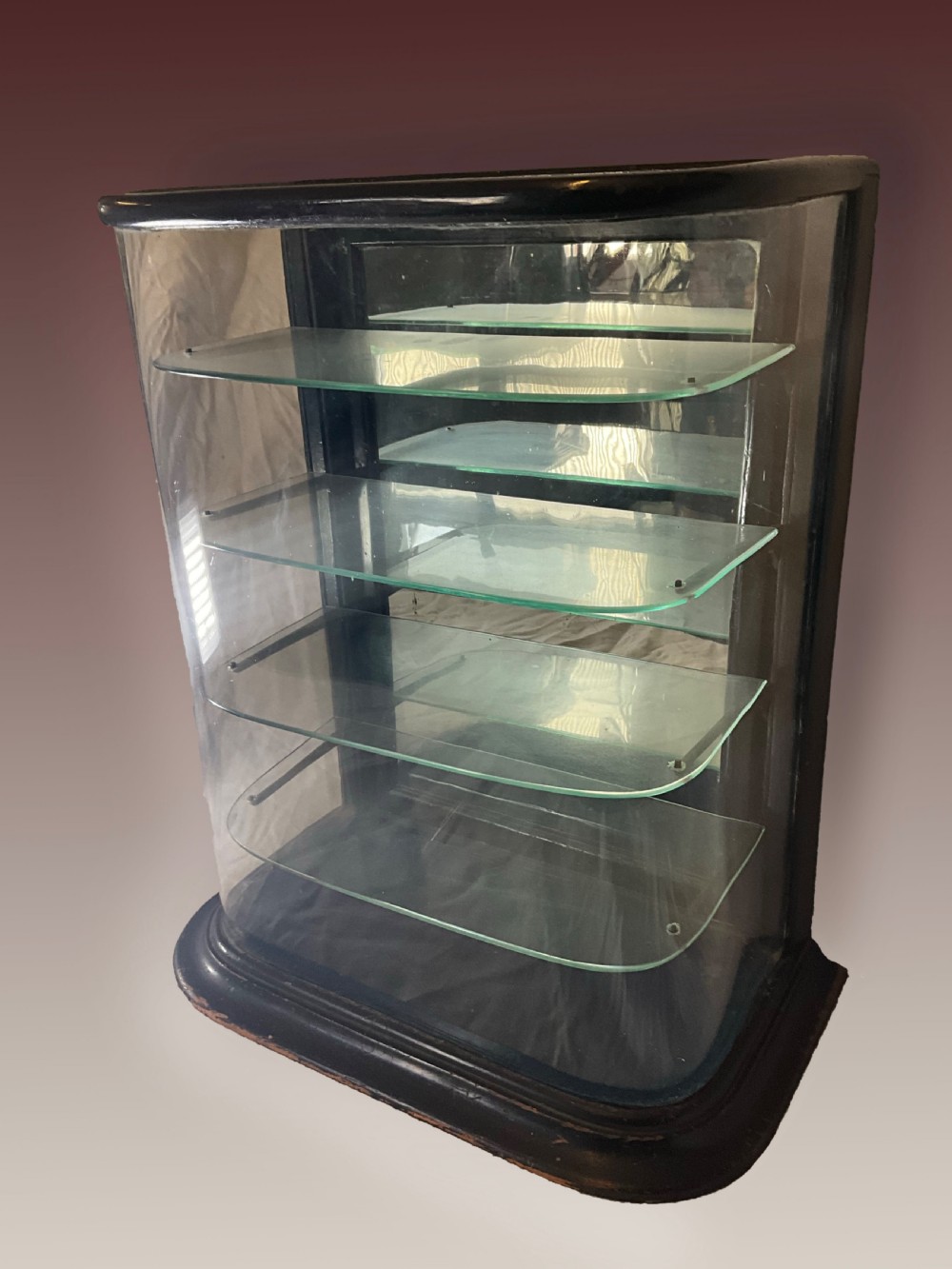 An Authentic and Functional, Late 19th Century Bow Fronted Glazed Table Top Display Cabinet. View IV