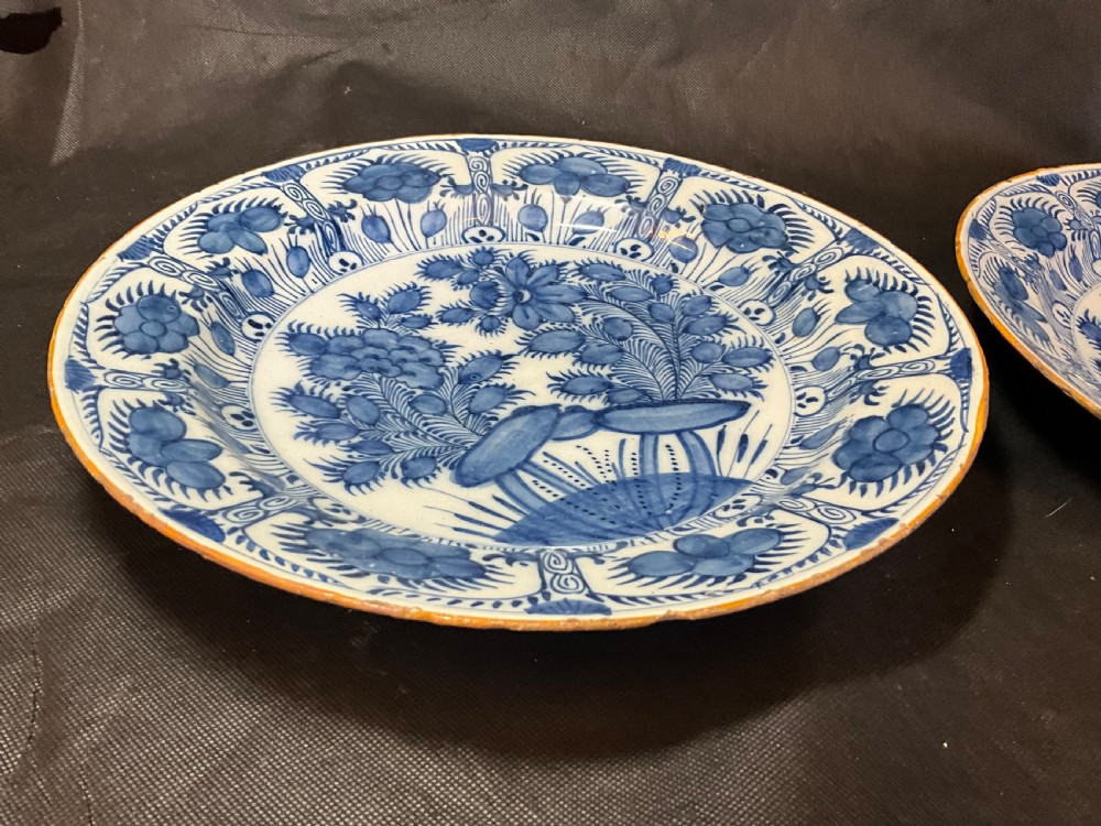 A Pair Of 18th Century Blue And White Delft Plates View II