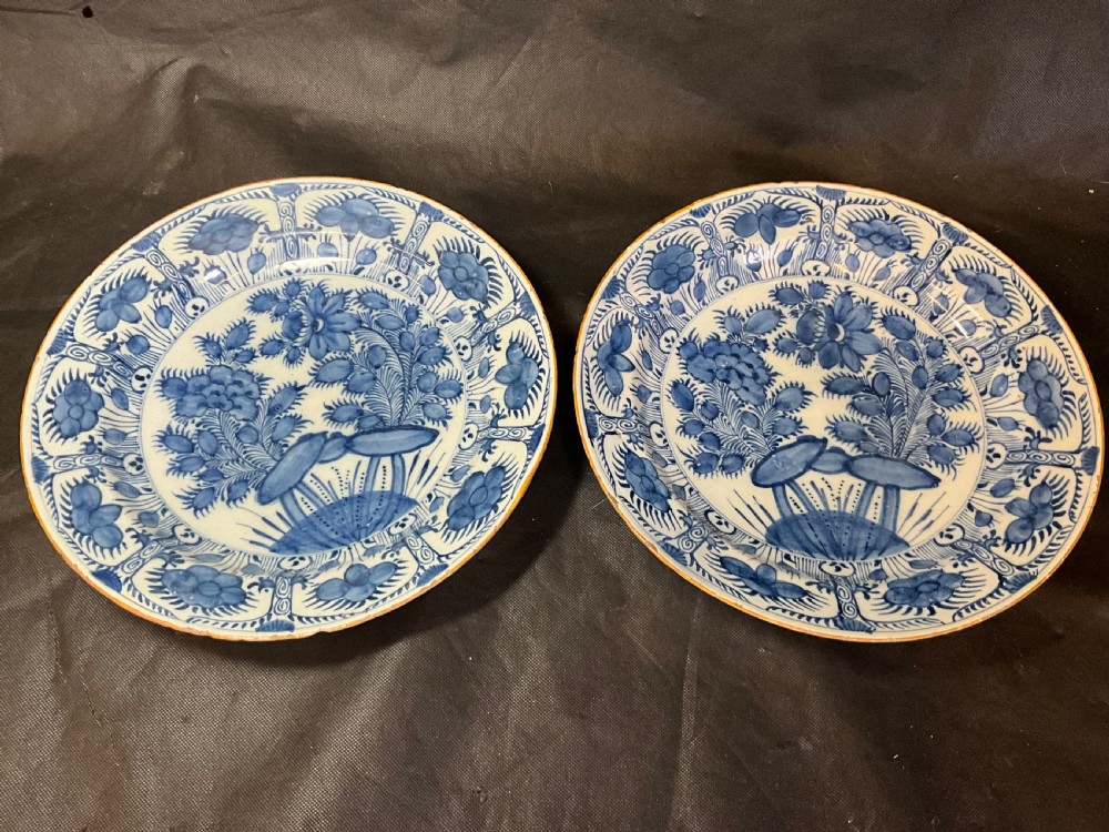 A Pair Of 18th Century Blue And White Delft Plates View VII