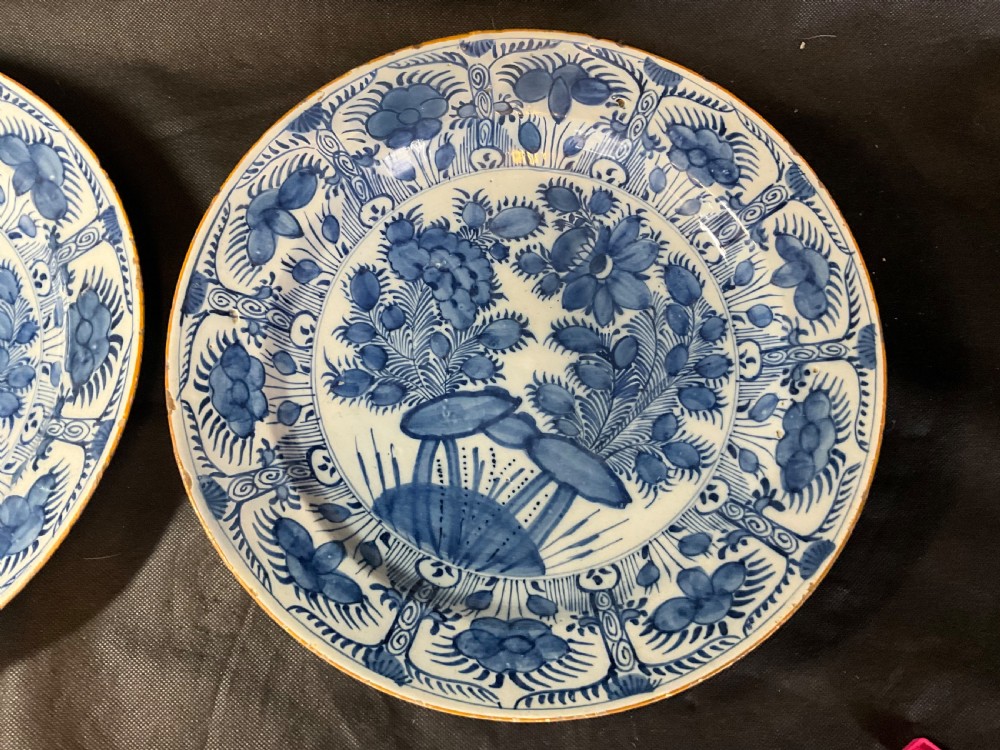 A Pair Of 18th Century Blue And White Delft Plates View XVIII