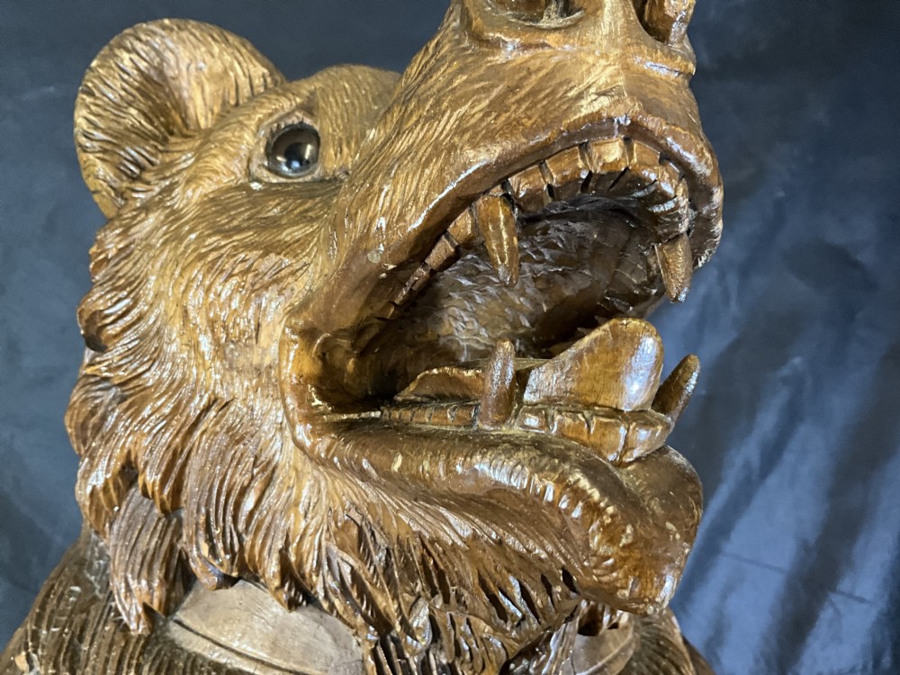 Large Antique Black Forrest Bear Stick Stand - 100cm tall. View IX
