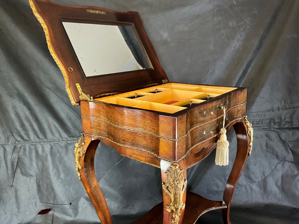 A Rosewood Work Table With Brass And Silvered Inlaid Details View II