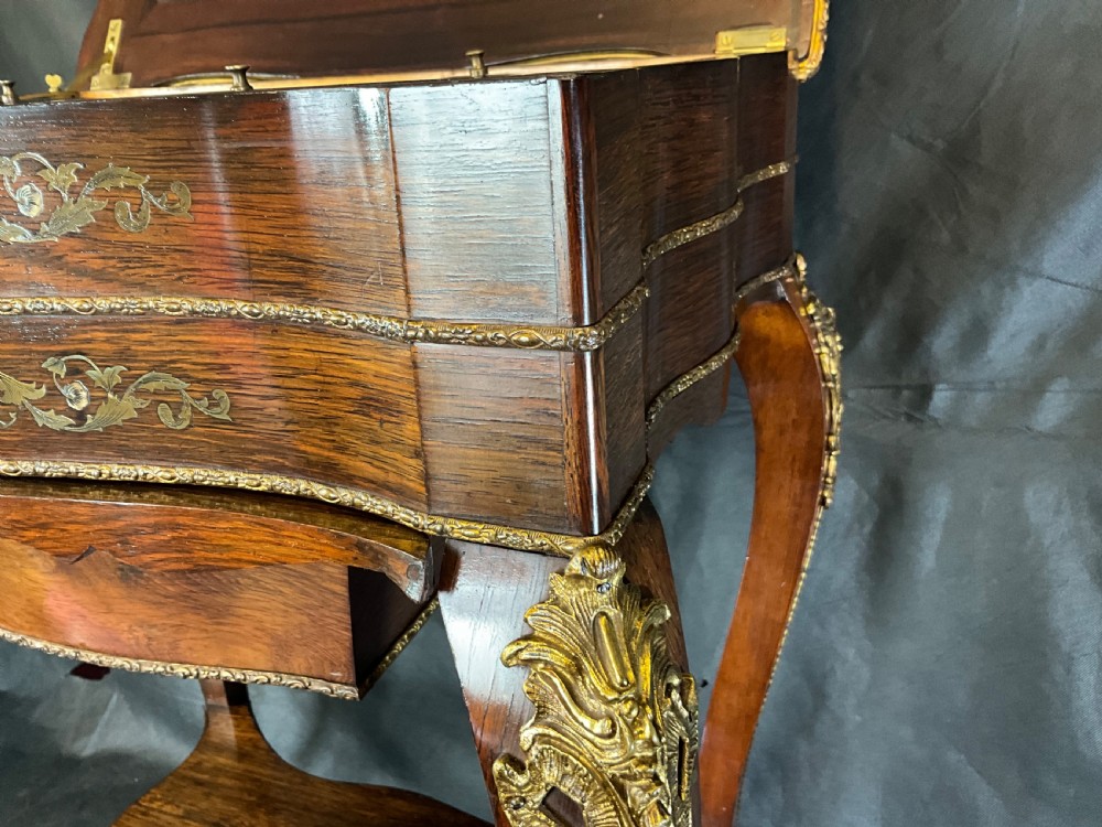 A Rosewood Work Table With Brass And Silvered Inlaid Details View IV