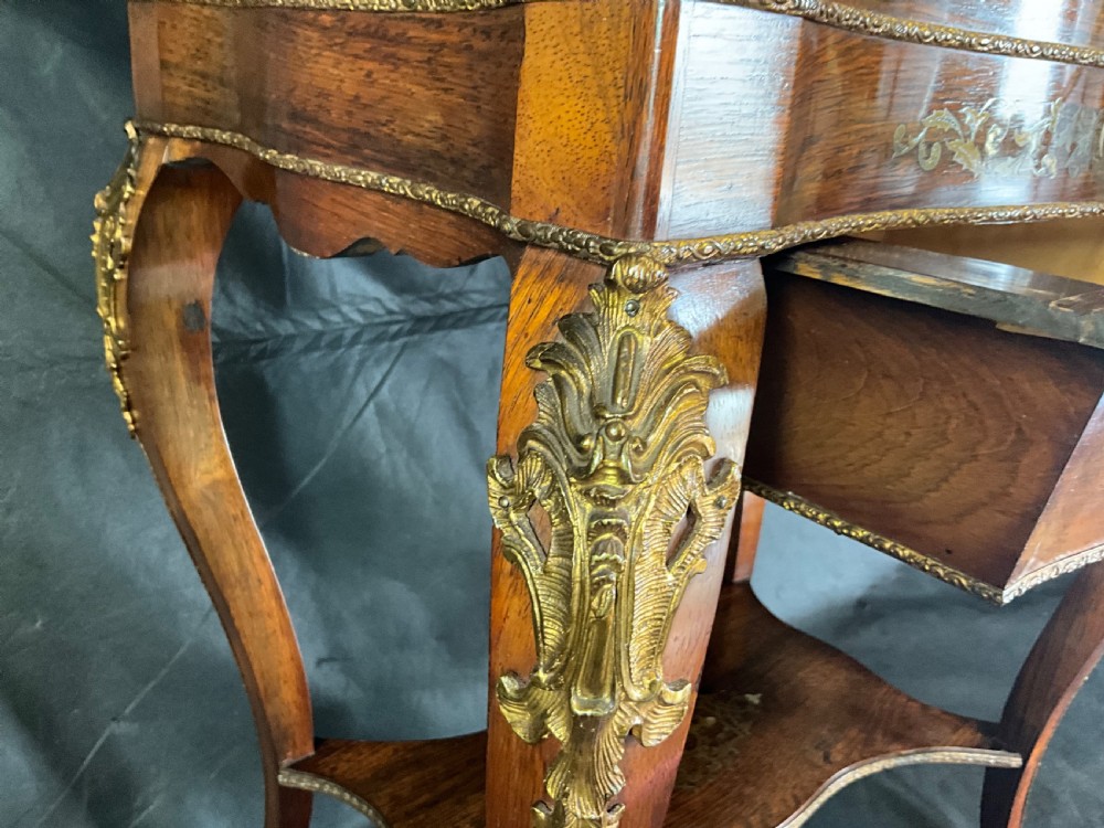 A Rosewood Work Table With Brass And Silvered Inlaid Details View VI