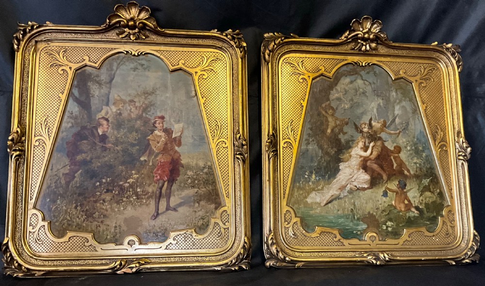 A pair of allegorical oil paintings by Franz Lefler. 