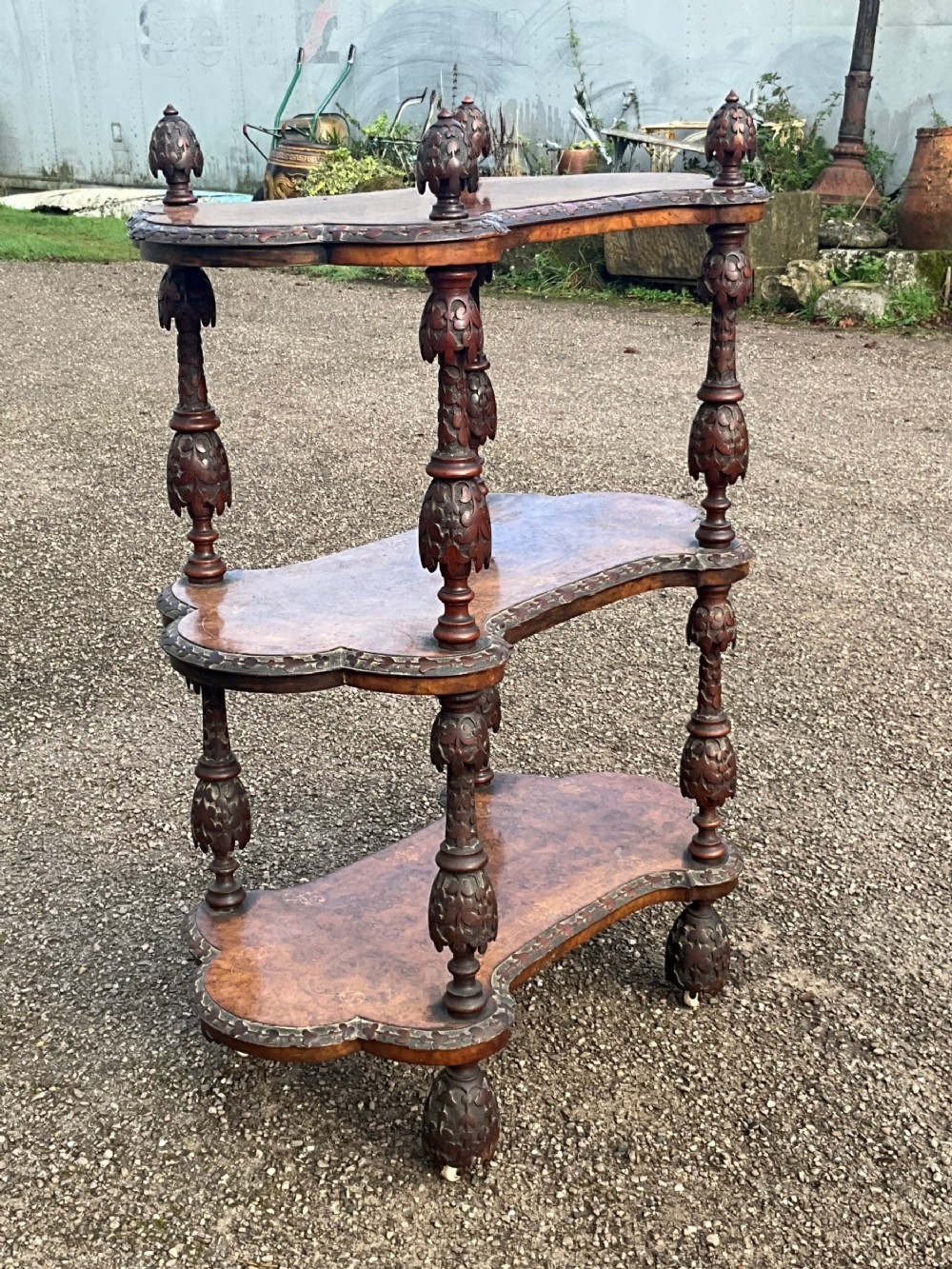 A rare Irish Victorian walnut whatnot
