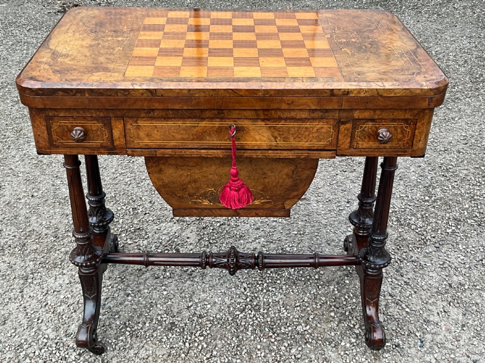 Victorian walnut games and work table