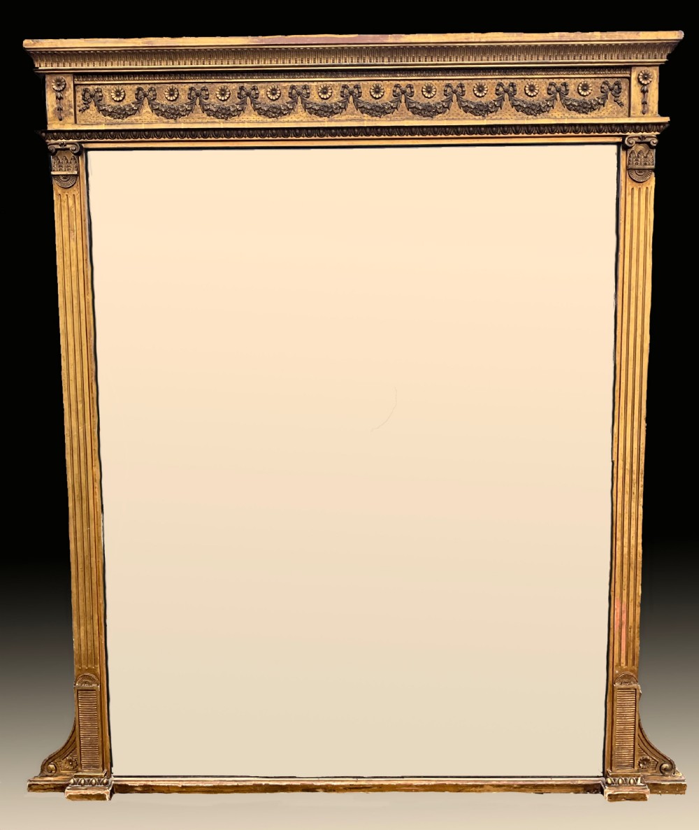 A Large Victorian English Gilt Wall Mirror. Circa 1880