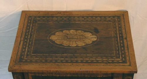fig 1. FINE EARLY WALNUT & MARQUETRY BEDISDE TABLE