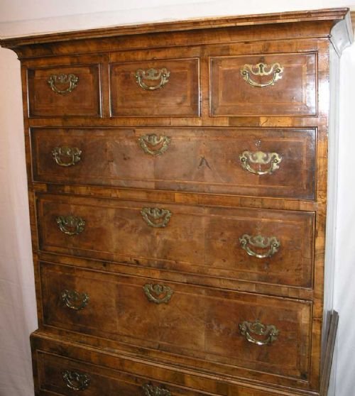 fig 1. VERY FINE GEORGIAN 3 FOOT WALNUT TALLBOY