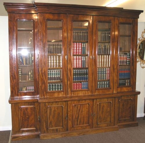 Large Victorian 5 Door Breakfront Bookcase