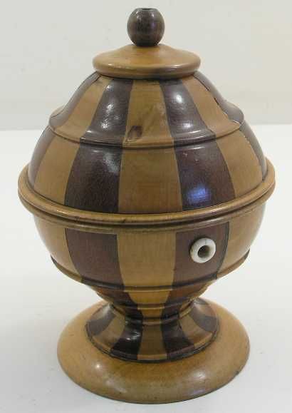 Superb Scottish Staved Treen String Box. C 1860