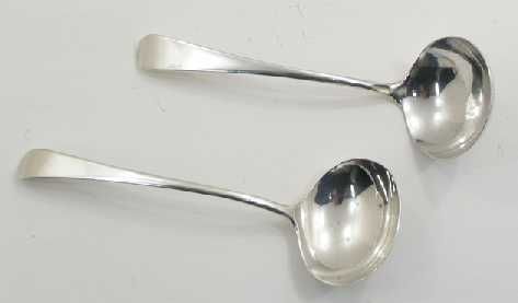 Two Matching 18th Century Silver Sauce Ladles