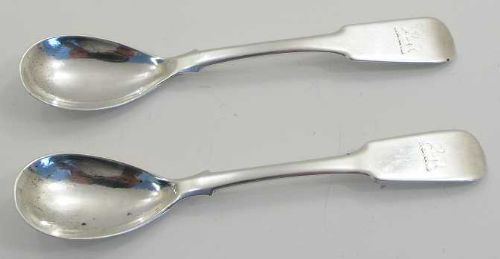 Rare Pair of Aberdeen Silver Mustard Spoons