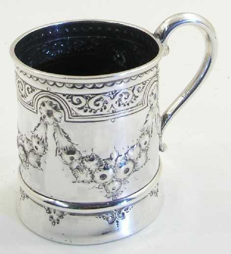 Beautifully Decorated Silver Christening Mug