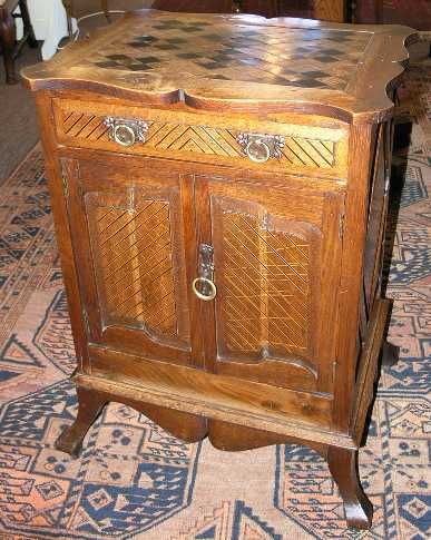 Very Unusual Continental Oak & Inlaid Cabinet