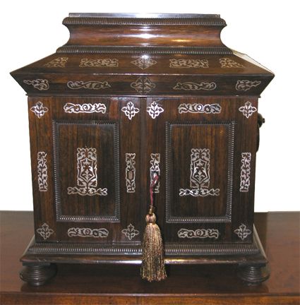 Fine Rosewood Ladies Jewelry and Writing Cabinet
