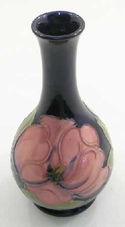 Moorcroft England Magnolia on Blue Small Vase